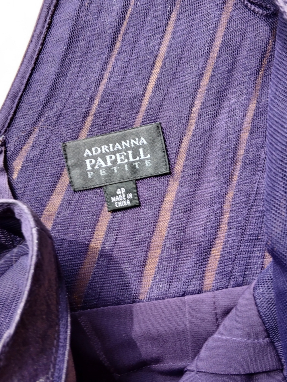 Adrianna Papell Size 4P Shimmery Violet Tiered V-Neck Dress - Picture 2 of 7